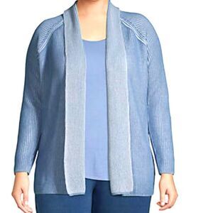 new $99.95 Lands End Sweater Women's 2x Blue Drifter Shaker Open Cardigan xxl